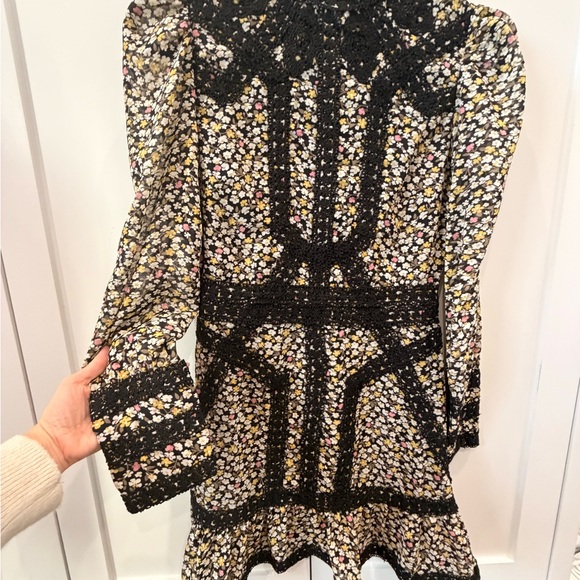 Topshop crochet detail and floral print minidress - Picture 2 of 8
